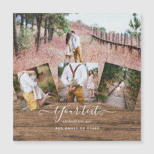 Rustikales FOTO-COLLAGE-Geschenk Benutzerdefiniert Magnetkarte