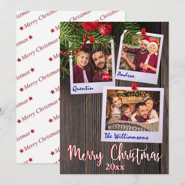 Rustikales Foto der Weihnachtsmannschaft Einladung (Vorne/Hinten)