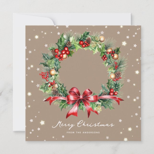 Rustikales Foto Frohe Weihnachtskarte Feiertagskarte (Vorderseite)