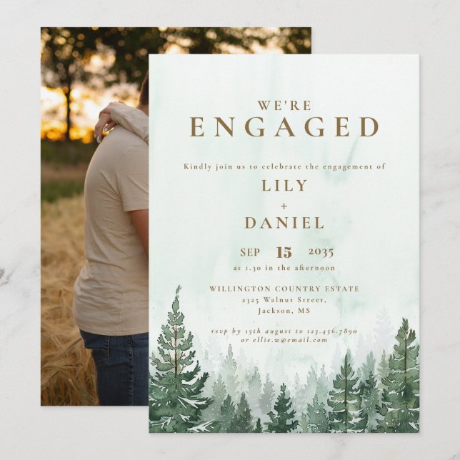 Rustikales Foto für Aquarellwälder Einladung (Vorne/Hinten)