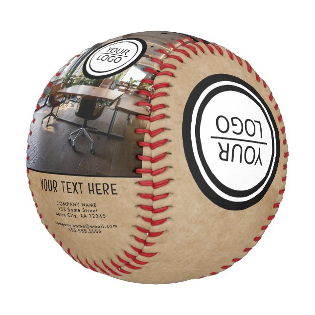 Rustikales Foto für benutzerdefinierte Textfirmen  Baseball (Schrägansicht)