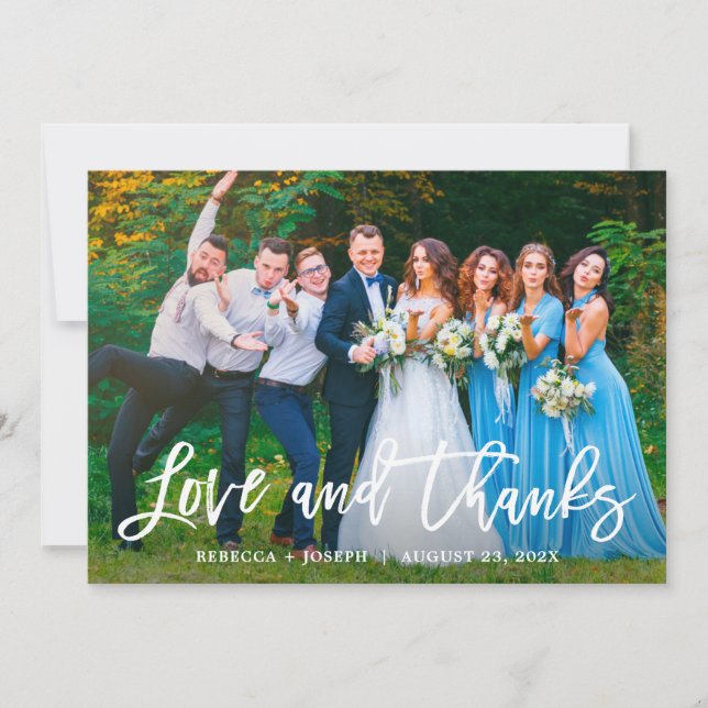 Rustikales Foto für Hochzeiten von Holzteppichen Dankeskarte (Vorderseite)