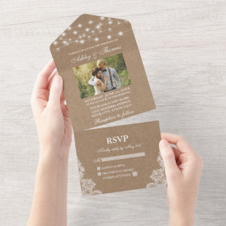 Rustikales Foto für Hochzeitsringe All In One Einladung