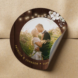 Rustikales Foto für Winterhochzeiten personalisier Runder Aufkleber
