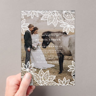 Rustikales Foto Hochzeit Acryleinladungen