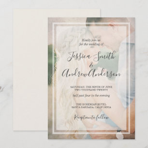 Rustikales Foto Hochzeit Einladung Vintage Overlay