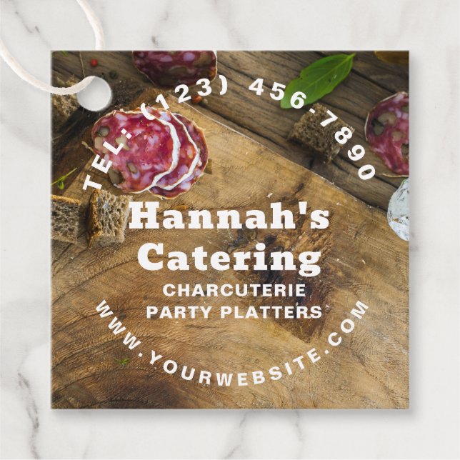 Rustikales Foto Holzpappe Charcuterie Catering Geschenkanhänger (Vorderseite)