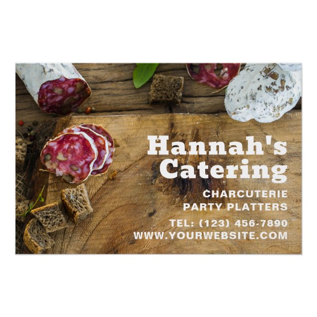 Rustikales Foto Holzpappe Charcuterie Catering Poster (Vorderseite)