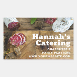 Rustikales Foto Holzpappe Charcuterie Catering Rechteckiger Aufkleber