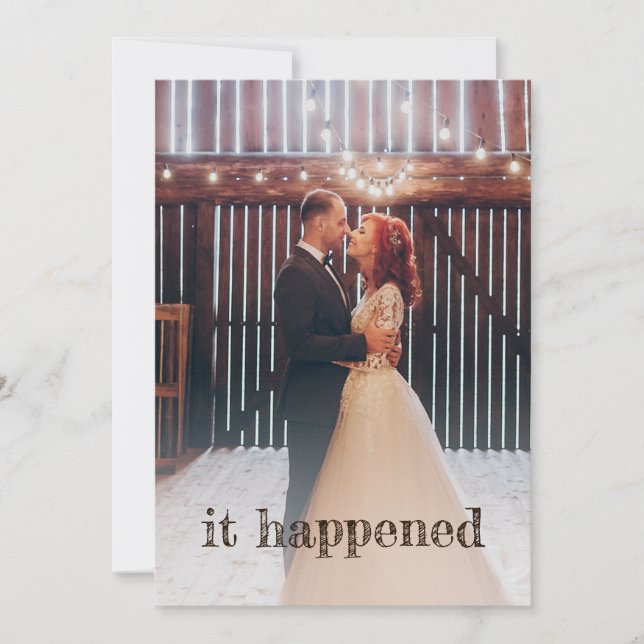 Rustikales Foto Just Married Boho Empfang Einladung (Vorderseite)