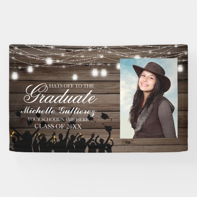 Rustikales Foto Mason Jar Abschluss Banner (Horizontal)