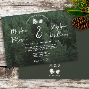 Rustikales Foto mit Pinecones Natur Hochzeit Einladung