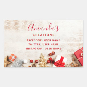 Rustikales Foto mit Weihnachtsartikeln Rechteckiger Aufkleber