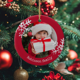 Rustikales Foto Ornament mit Schneeflocken