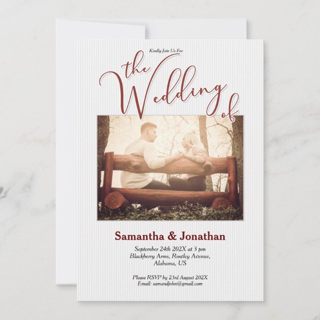 Rustikales Foto Personalisiert Hochzeitseinladung Einladung (Vorderseite)