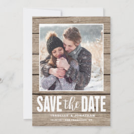 Rustikales Foto Save the Date aus hellem Holz