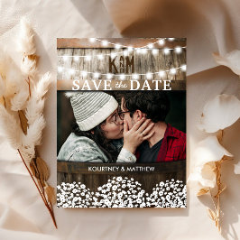 Rustikales Foto Save the Date | Gypsophila Wedding Ankündigungspostkarte