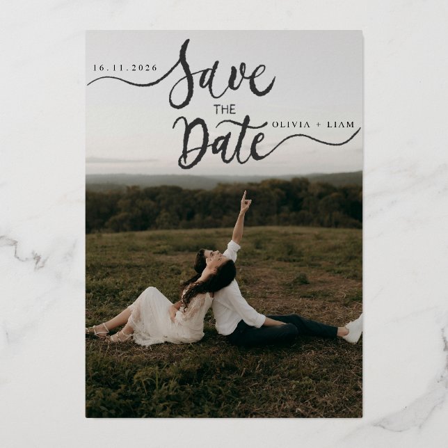 Rustikales Foto Save the Date Karte | Bearbeitbare (Vorderseite)
