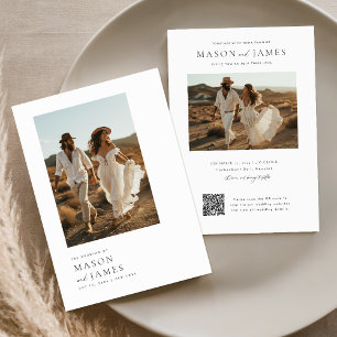 Rustikales Foto Script Qr Code Minimalistisch Hoch Einladung