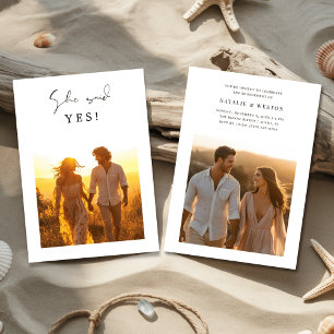 Rustikales Foto Sie sagte ja Hochzeit Verlobung Einladung