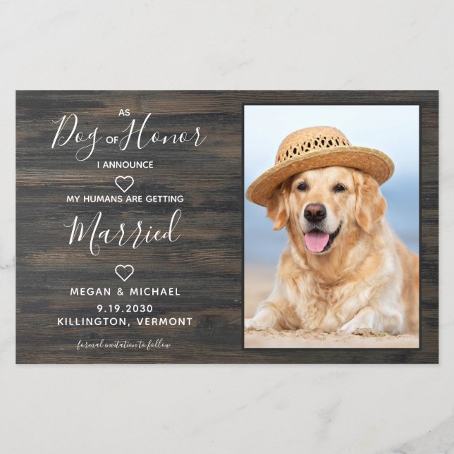 Rustikales Foto zum Hochzeitshund speichert die Da (Vorderseite)