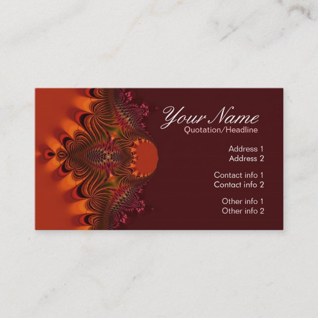 Rustikales Fraktal Elegante Business Card Visitenkarte (Vorderseite)