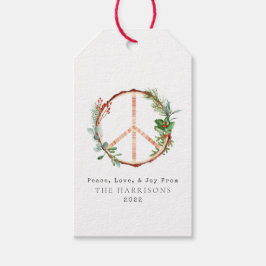 Rustikales Friedenszeichen Weihnachten Geschenkanhänger