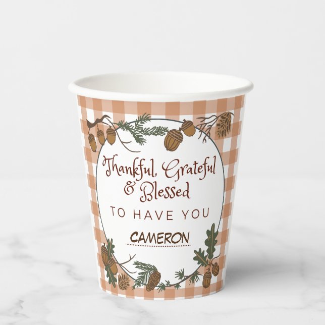 Rustikales Friendsgiving Holiday Party Tableware Pappbecher (Vorderseite)