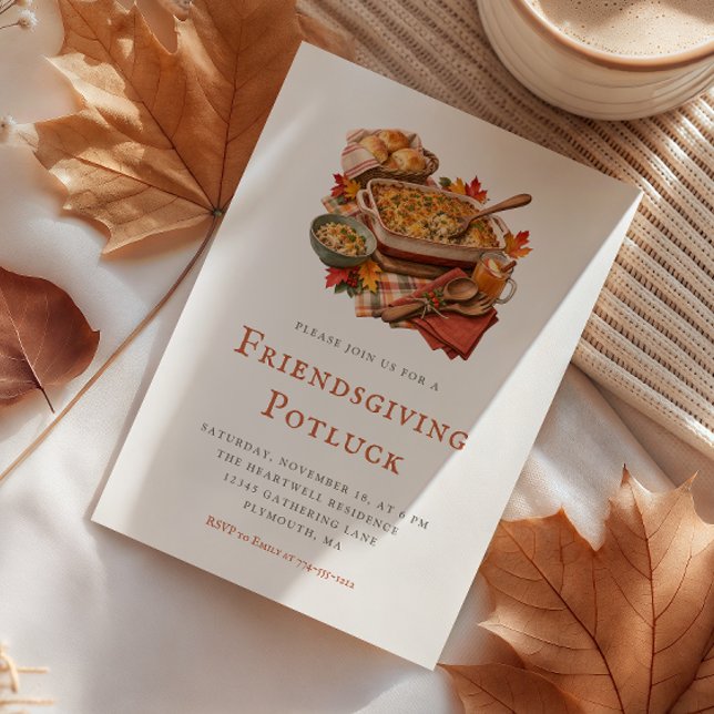 Rustikales Friendsgiving-Potluck-Dinner Einladung (Von Creator hochgeladen)