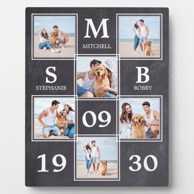 Rustikales, frisch verheiratetes Personalisiertes  Fotoplatte (Vorderseite)