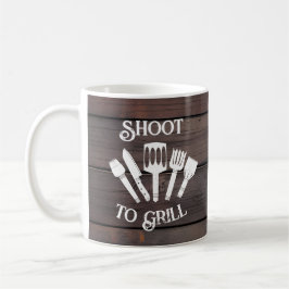 Rustikales Funny Cooking Geschenk Men Shoot to Gri Kaffeetasse