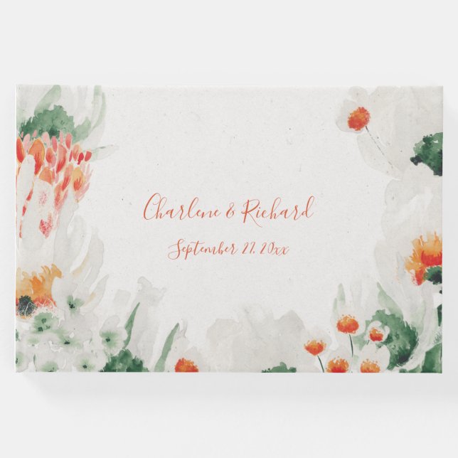 Rustikales Gästebuch Orange Forest Green (Vorderseite)