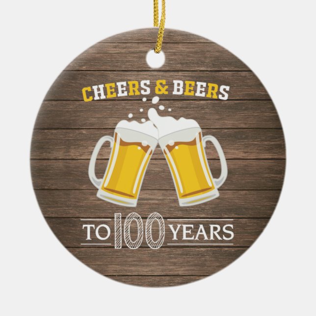 Rustikales Gebet und Bier bis 100 Jahre Keramik Ornament (Vorne)