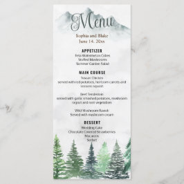 Rustikales Gebirge & Wald Wasserfarbenflatter Menü Menükarte