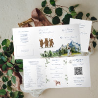 Rustikales Gebirgsblau & Gold | Hochzeitsprogramm