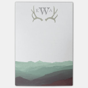 Rustikales Gebirgswasser und Antler   Monogramm   Post-it Klebezettel