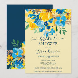 Rustikales, gelb bläuliches Brautparty Einladung