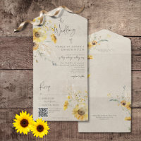 Rustikales Gelb & Braun Sommersonnenblüten QR Code