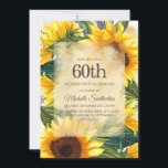 Rustikales Gelb-Sonnenblumen 60. Geburtstag Einladung<br><div class="desc">Rustikale,  gelbe und braune Sonnenblumen im Landhausstil mit schönen grünen Blätter 60. Geburtstagsfeier für Damen. Kontaktieren Sie uns für Hilfe bei der Anpassung oder um passende Produkte anzufordern.</div>