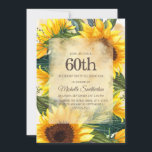 Rustikales Gelb-Sonnenblumen 60. Geburtstag Einladung<br><div class="desc">Rustikale,  gelbe und braune Sonnenblumen im Landhausstil mit schönen grünen Blätter 60. Geburtstagsfeier für Damen. Kontaktieren Sie uns für Hilfe bei der Anpassung oder um passende Produkte anzufordern.</div>