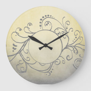 Rustikales Gelb und Grau Bohemian Schwung Große Wanduhr