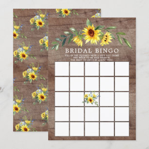 Rustikales Gelbblütenspiel BINGO Brautparty Einladung