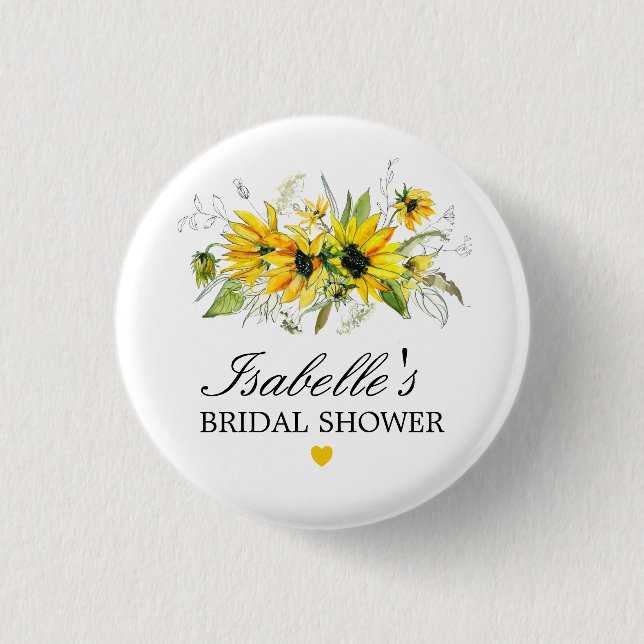 Rustikales Gelbes Brautparty Button (Vorderseite)