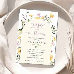 Rustikales Gelbes Wildblume Baby in Bloom Baby Dus Einladung