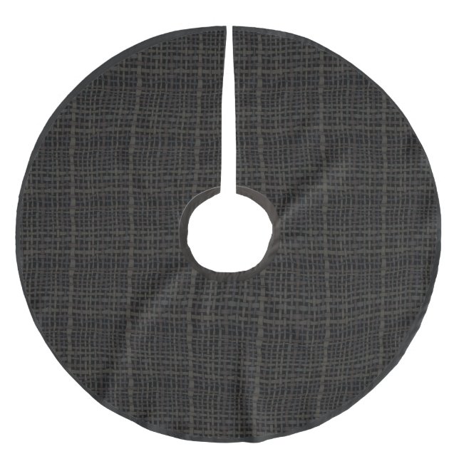 Rustikales, gerundetes, neutrales Schwarz Polyester Weihnachtsbaumdecke (Vorderseite)