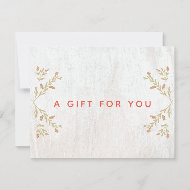 Rustikales Geschenkzertifikat Feiertagskarte (Vorderseite)
