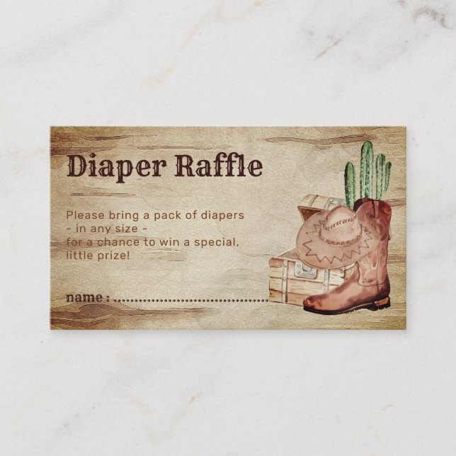 Rustikales Geschlecht enthüllt Windeln Raffle Baby Begleitkarte (Vorderseite)