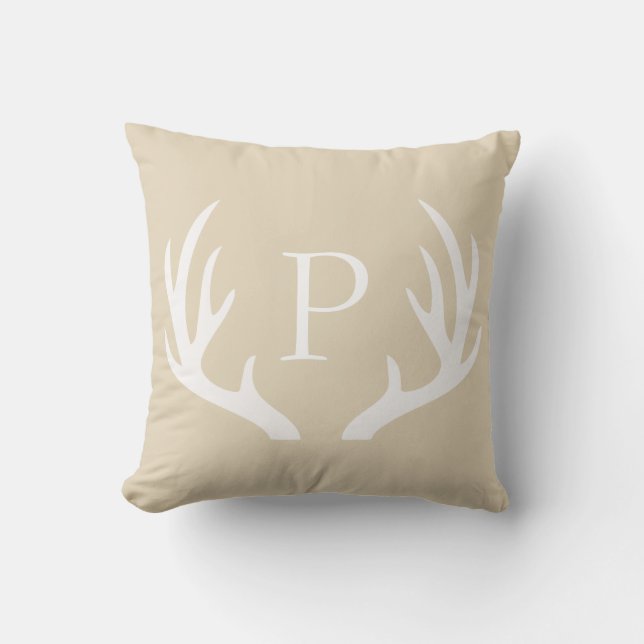 Rustikales Geweihpersonalisiertes Throw-Kissen Kissen (Vorderseite)