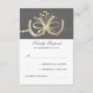 Rustikales Gilded Horseshoes Wedding RSVP Karte