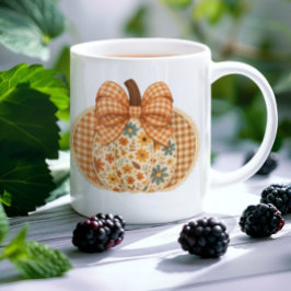 Rustikales Gingham Autumn Pumpkin Kaffeetasse